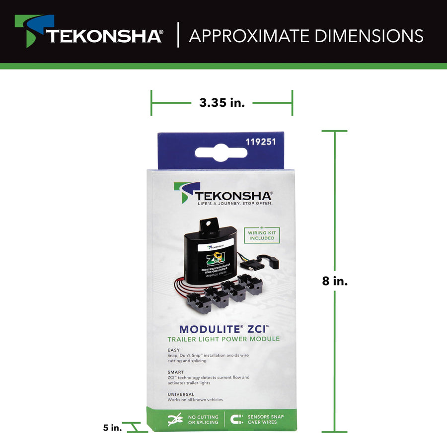 Tekonsha ZCI 119251 Zero Contact Interface Universal ModuLite & Installation Kit, Universal Wiring Harness, Circuit Protected, Works with 2 or 3 Wire Systems, 12-Volt Vehicle Systems Only