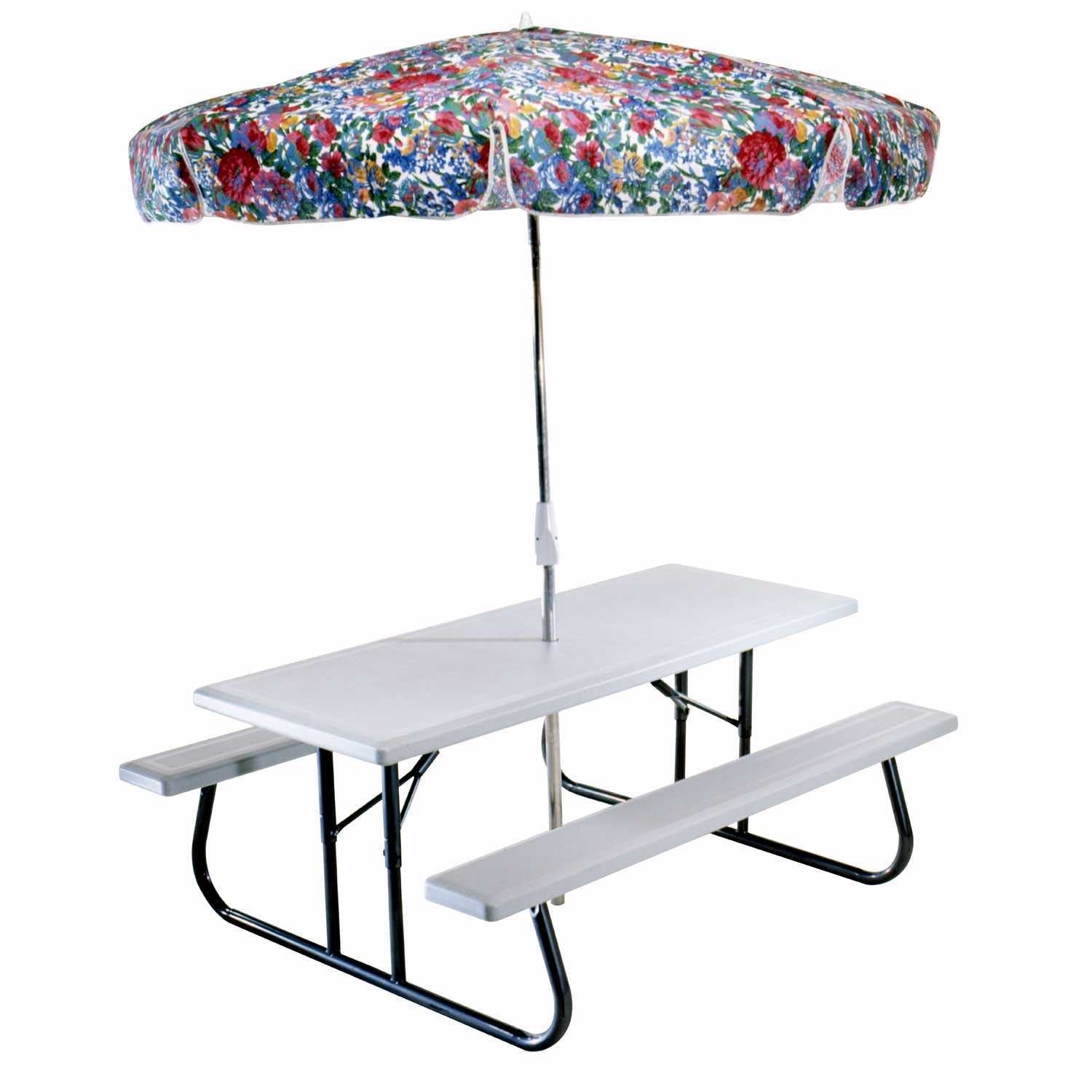 80215 LIFETIME Folding Picnic Table, 6 Feet, White Granite