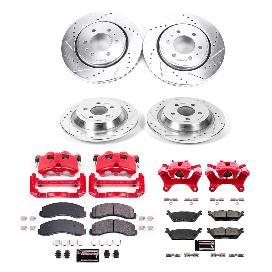 Power Stop Z23 Evolution KC6803 Front and Rear Caliper Kit-Rotors, Carbon-Fiber Ceramic Brake Pads, Calipers For Ford F-150 2015-2017 [Model Specific]