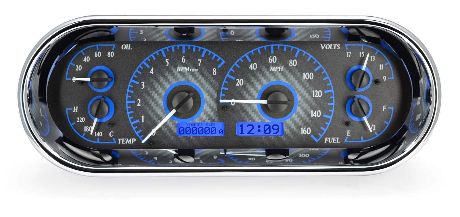 VHX System Rounded Rectangle, Carbon Fiber Style Face, Blue Display