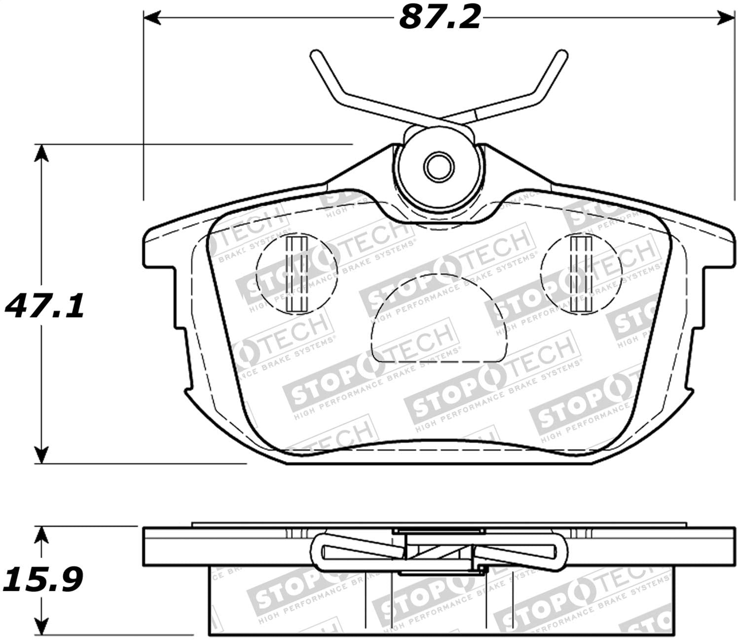 Rear StopTech 308.08380 Brake Pads with Shims Street