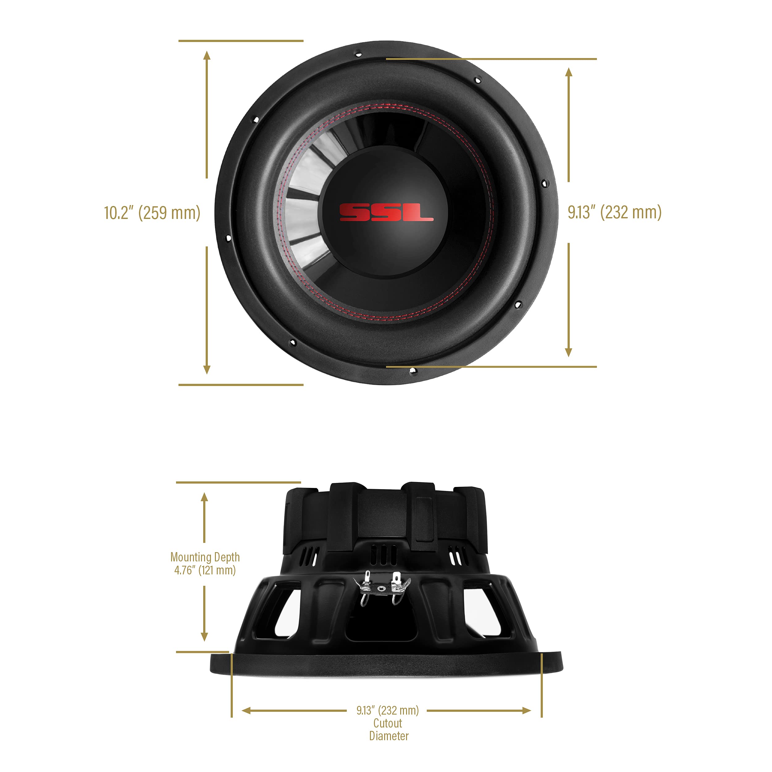 10 Inch Sound Storm Laboratories CG10D Car Subwoofer - 1000 Watts Maximum Power, Dual 4 Ohm Voice Coil, Sold Individually