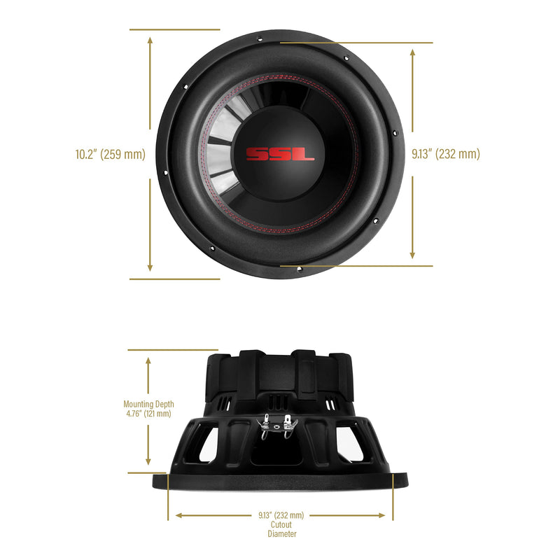10 Inch Sound Storm Laboratories CG10D Car Subwoofer - 1000 Watts Maximum Power, Dual 4 Ohm Voice Coil, Sold Individually