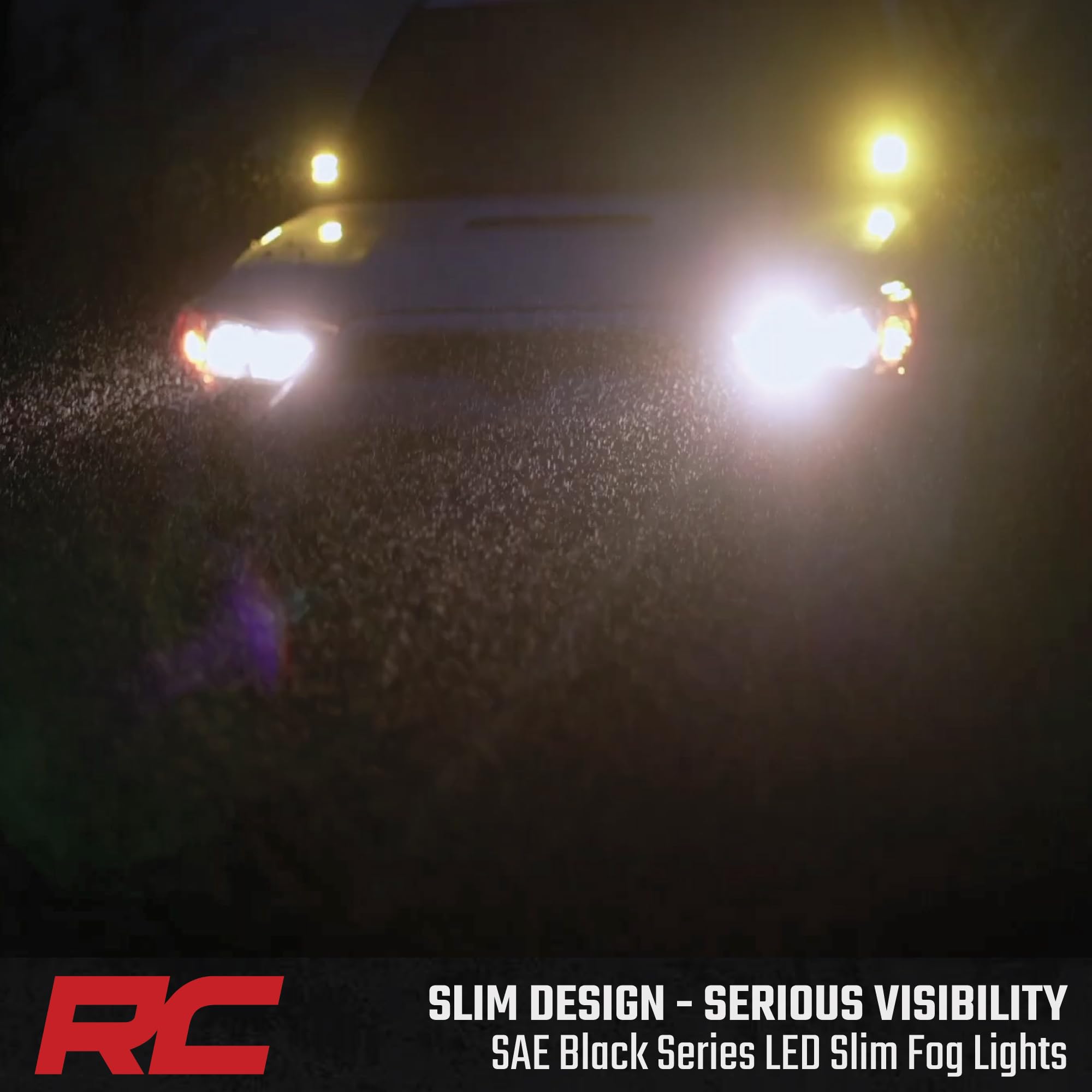 Rough Country SAE LED Slim Fog Lights 3" x 1.75" - Street Legal Fog Light Kit, Swivel Mount, IP67 Waterproof, Yellow