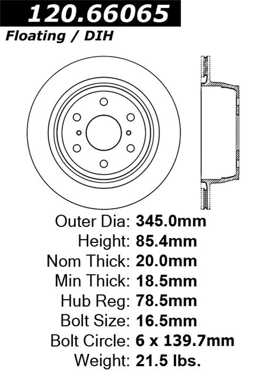 Rear Right StopTech 128.66065R Sport Cross Drilled Brake Rotor