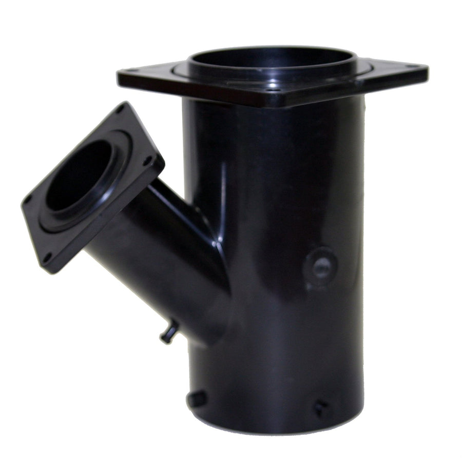 Valterra T1014-1 3" Reducing Wye with 3" Bayonet x 3" Rotating Flange x 1-1/2" Rotating Flange , Black