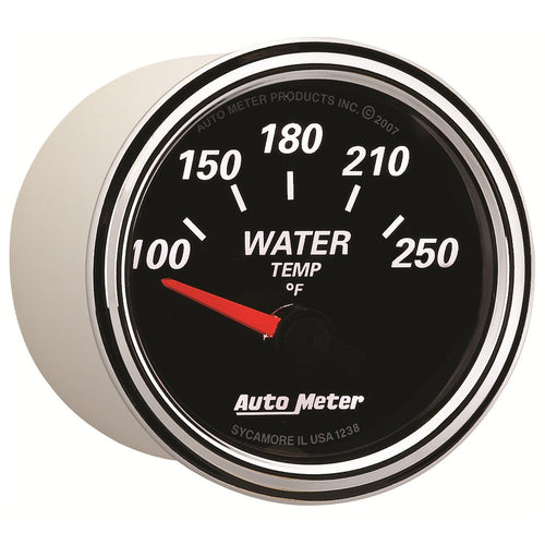 Auto Meter 2-1/16" Designer Black II Short Sweep Electric Water Temperature Gauge 1238