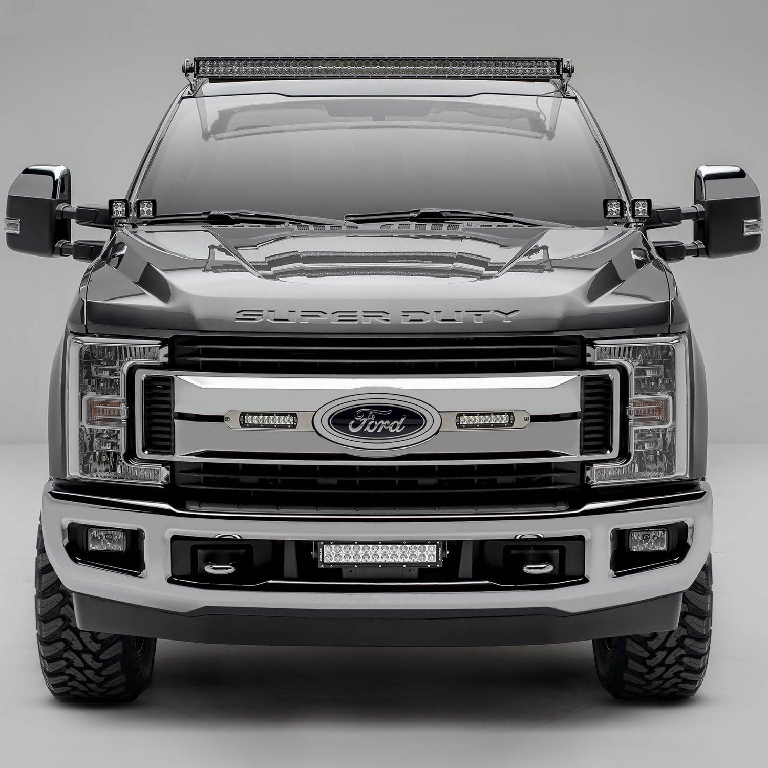 ZROADZ LED Mounting Bracket Front Roof - Compatible w/ 2017-2022 All Ford F-250, F-350, F-450, F-550 - to Mount (1) 52" or Similar Style Straight LED Light Bar (Not Included) - PN #Z335171