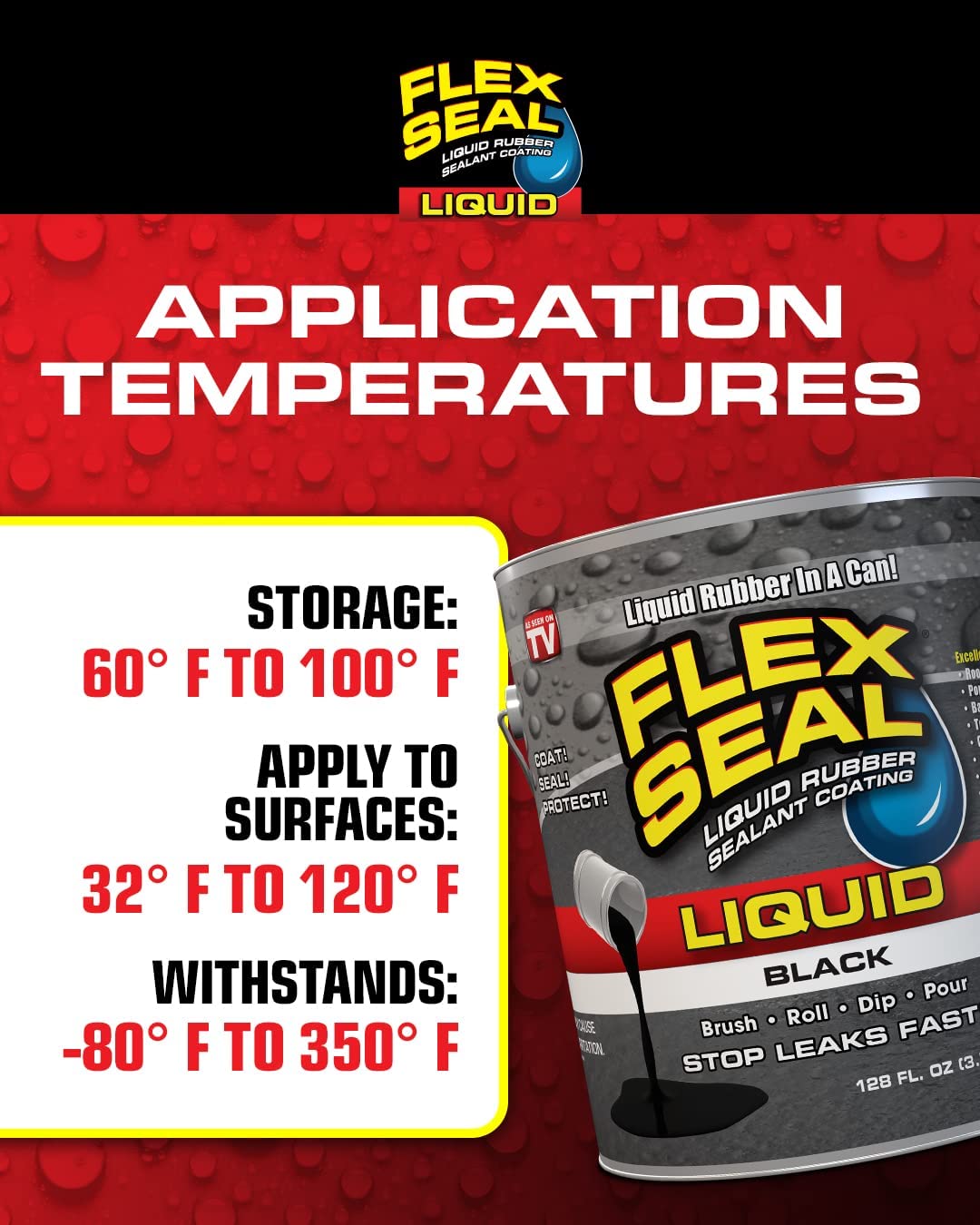 Flex Seal Liquid, Waterproof Rubber Coating Sealant, Flexible, Breathable, and UV Resistant, Roof Repair, Basements, RV, Campers, Trailers, Marine, EPDM, Masonry, Black, 16 oz