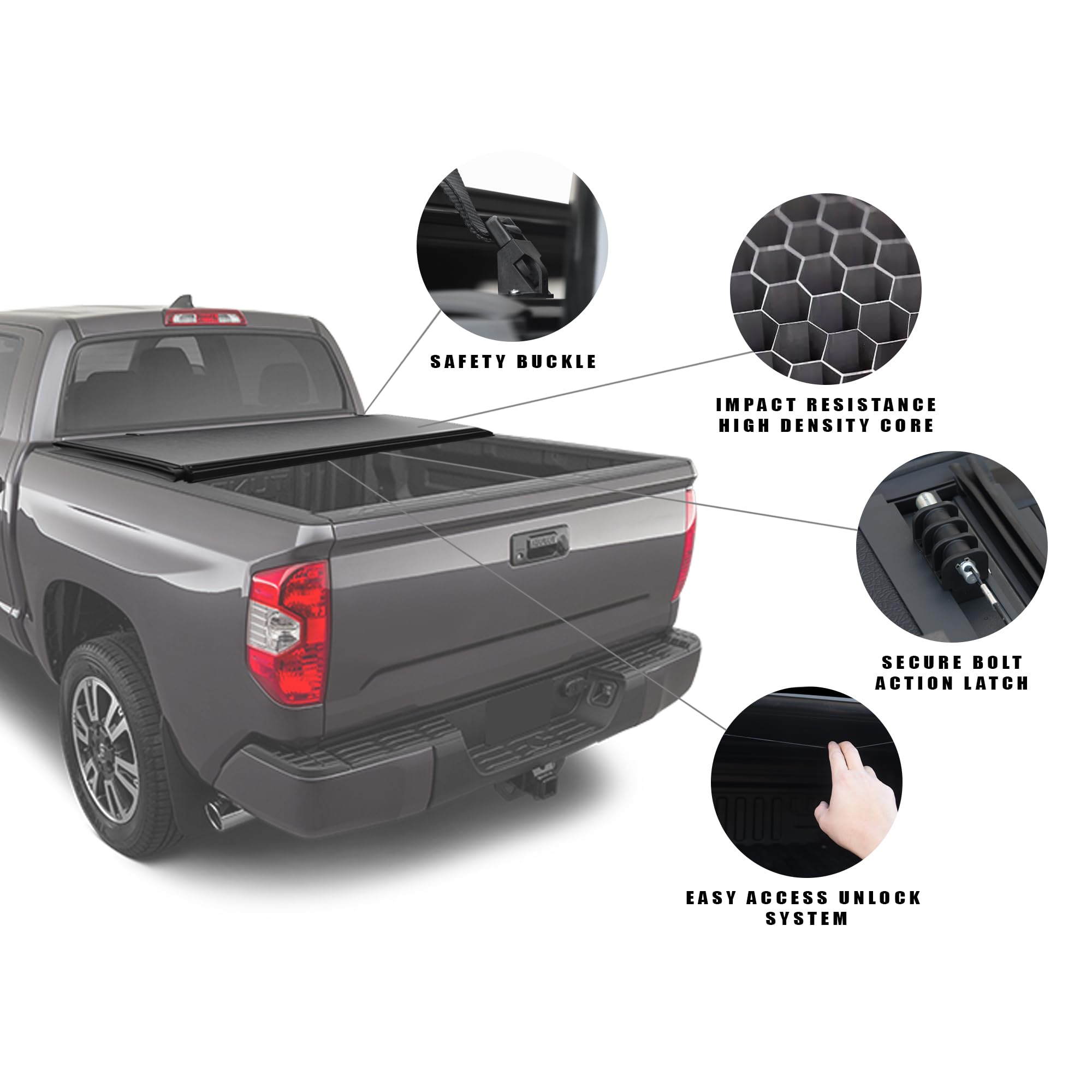Toyota Tundra Bed Cover Armordillo Low Profile Hard Tri-Fold Fits 2014-2021 Toyota Tundra 6.5ft (78") Bed | CoveRex TFX | 7162228