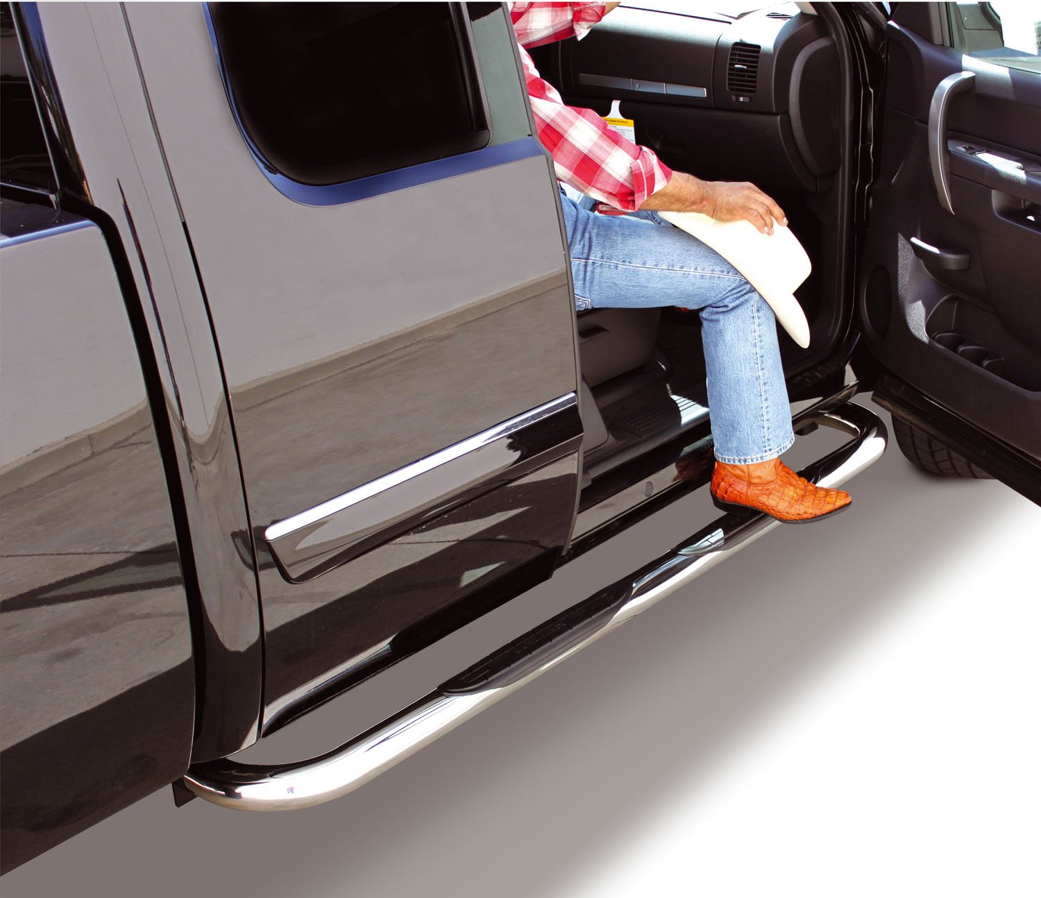 4000 Series Go Rhino SideSteps - Cab Length | Stainless Steel, Polished | 4148PS | Fits 1980-1998 Ford F Series Crew Cab Pickup