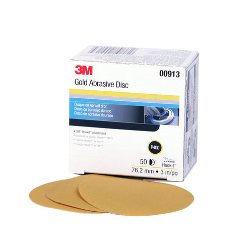 3M Hookit Gold Disc 216U, 3 in, P400 Grade, 50 Discs, Automotive Abrasive Discs, 00913