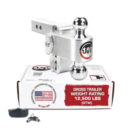 Weigh Safe Adjustable Hitch Ball Mount Trailer - 4" Adjustable Drop Hitch for 2" Receiver - Premium Heavy Duty Aluminum Trailer Tow Hitch w/Chrome Plated Tow Balls (2" & 2 5/16") - 12,500 lbs GTW