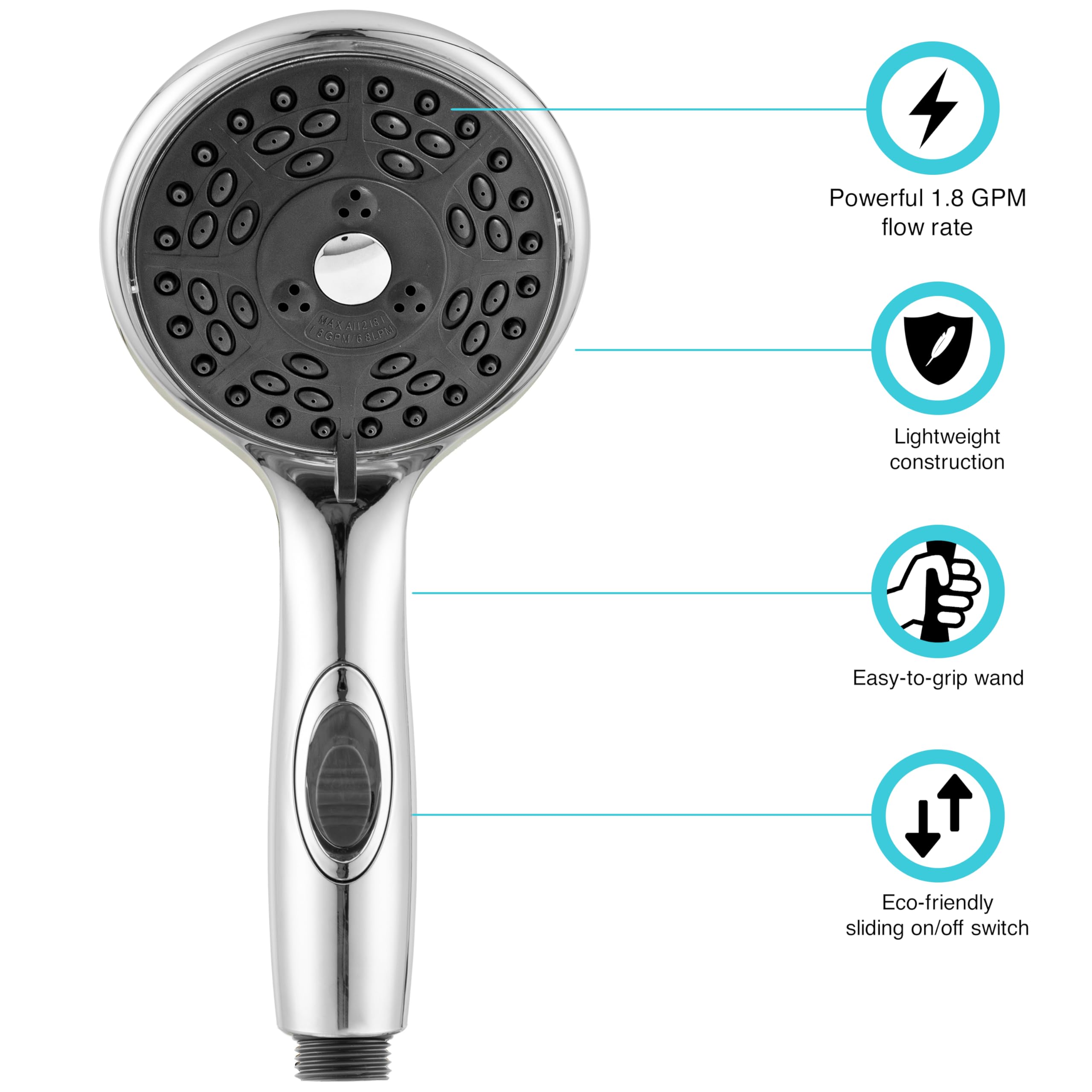 Dura Faucet Handheld Premium RV Shower Wand with Eco-Friendly On/Off Switch (Chrome Polished)