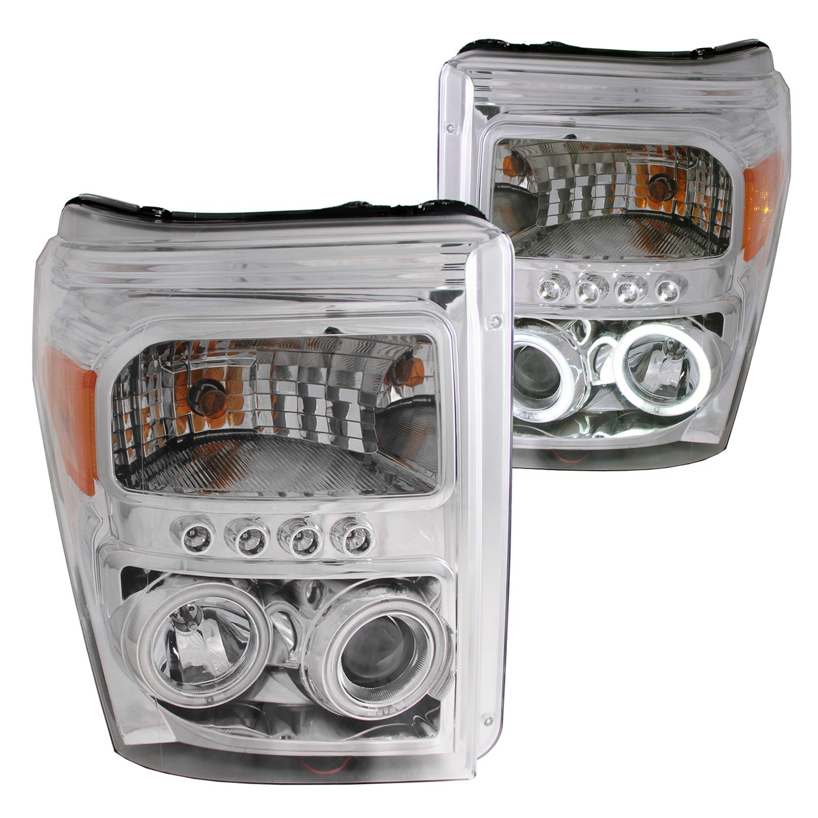 Chrome/Clear/Amber Halogen Projector Headlight AnzoUSA for Ford Super Duty Truck