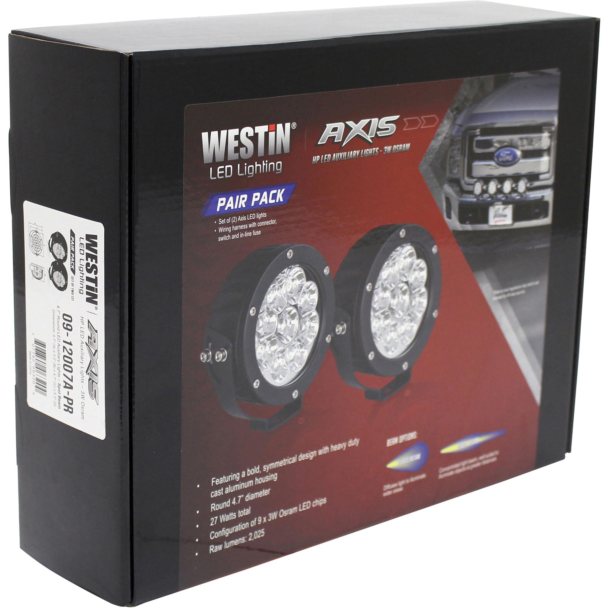 Axis LED Auxiliary Light Westin 09-12007A-PR 4.75 inch Round Spot w/3W Osram (Set of 2)
