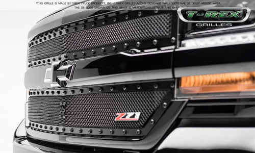 2016-2018 Silverado 1500 Z71 T-Rex Grilles Stealth X-Metal Grille, Black, 2 Pc, Insert, Black Studs - PN #6711241-BR