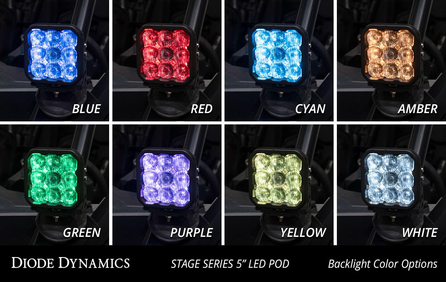Stage Series Diode Dynamics A-Pillar Pod Kit compatible with Polaris RZR Pro 2020-2023, SS3 Sport Yellow Combo