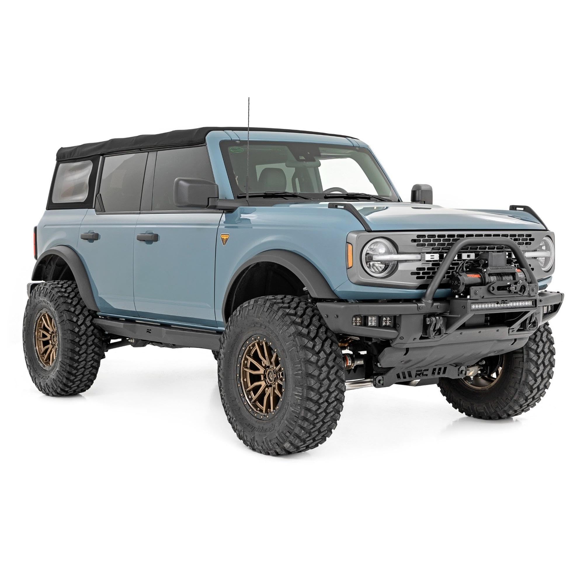 Rough Country 2" Fog Light Kit Triple for Ford Bronco 4WD (2021-2024) - (3) 2-in LED Cube Lights, Spot/Flood Beam