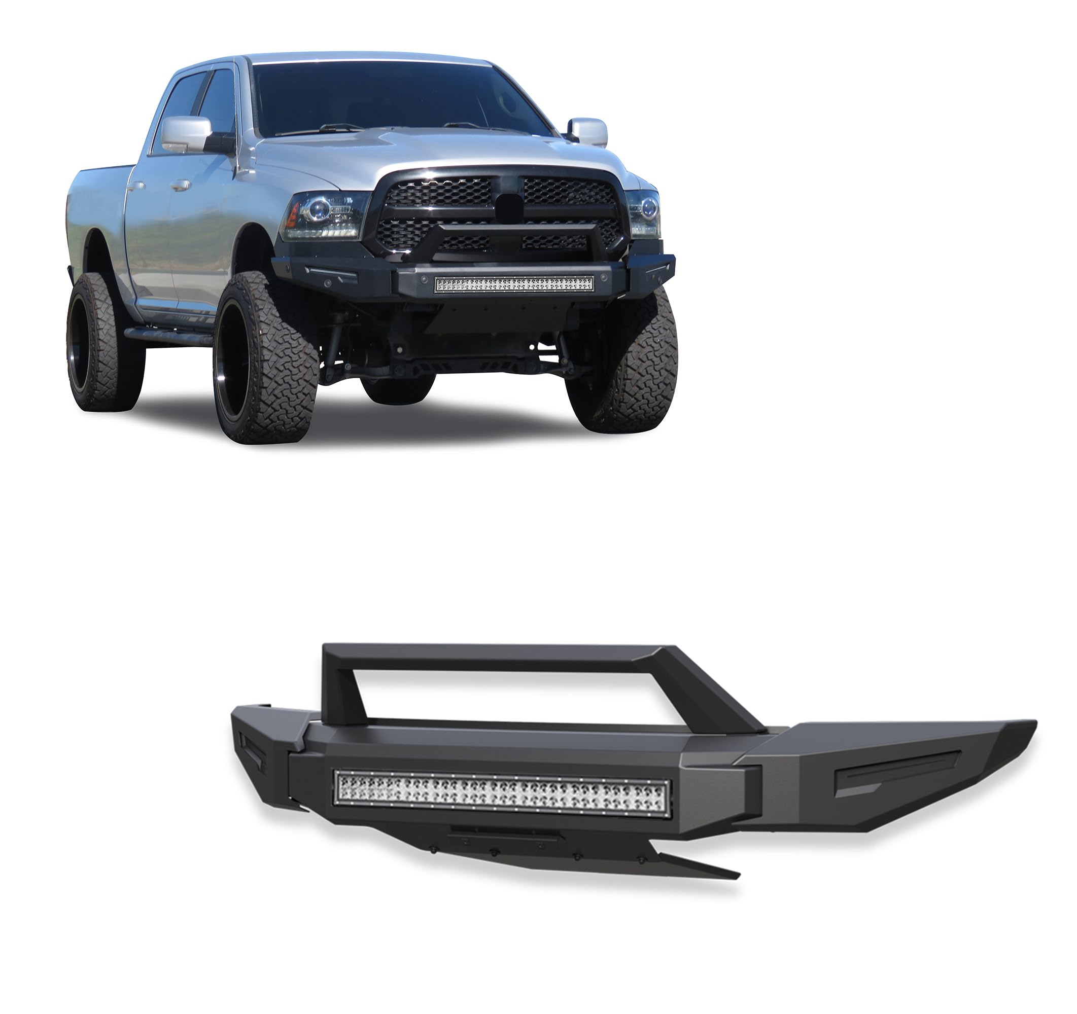 Modular Heavy Duty Black Horse Armour II Front Bumper Matte Black Compatible with 2016-2023 Toyota Tacoma-AFB-RA14-K2