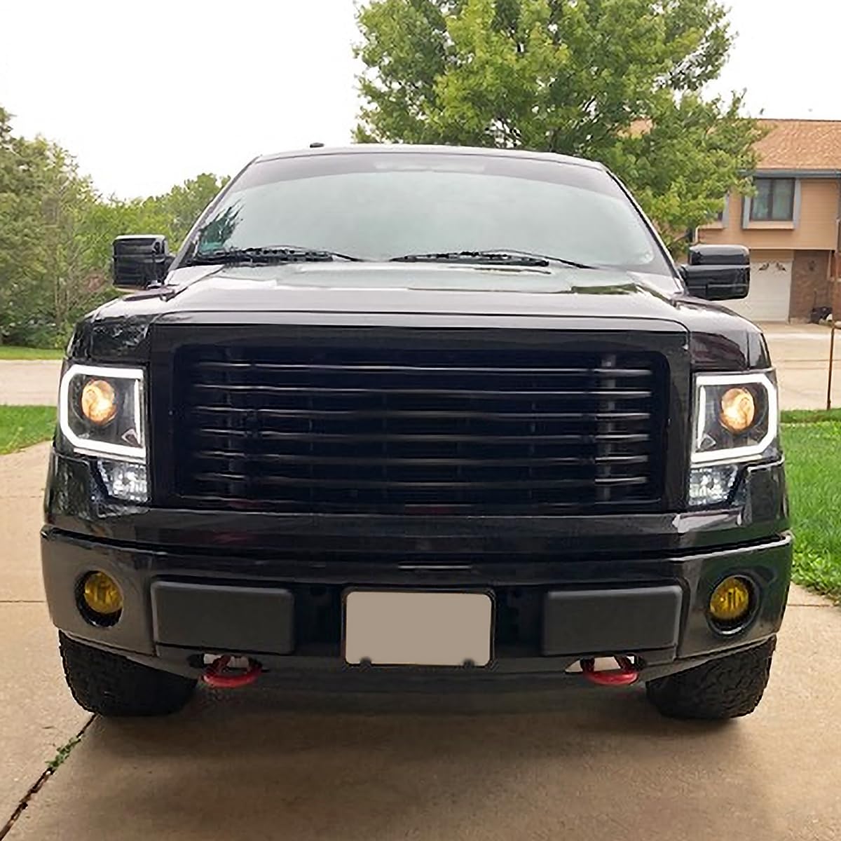 Black Smoke SPEC-D TUNING Projector Headlights w/LED Tube Compatible with 2009-2014 Ford F150, Left + Right Pair Headlamps Assembly