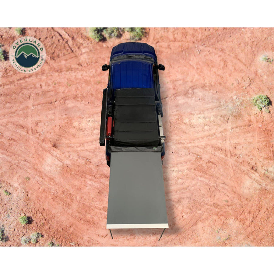 HD Nomadic 1.3 - Overland Vehicle Systems Awning, 4.5' Long, Grey Body, Green Trim & Black Travel Cover