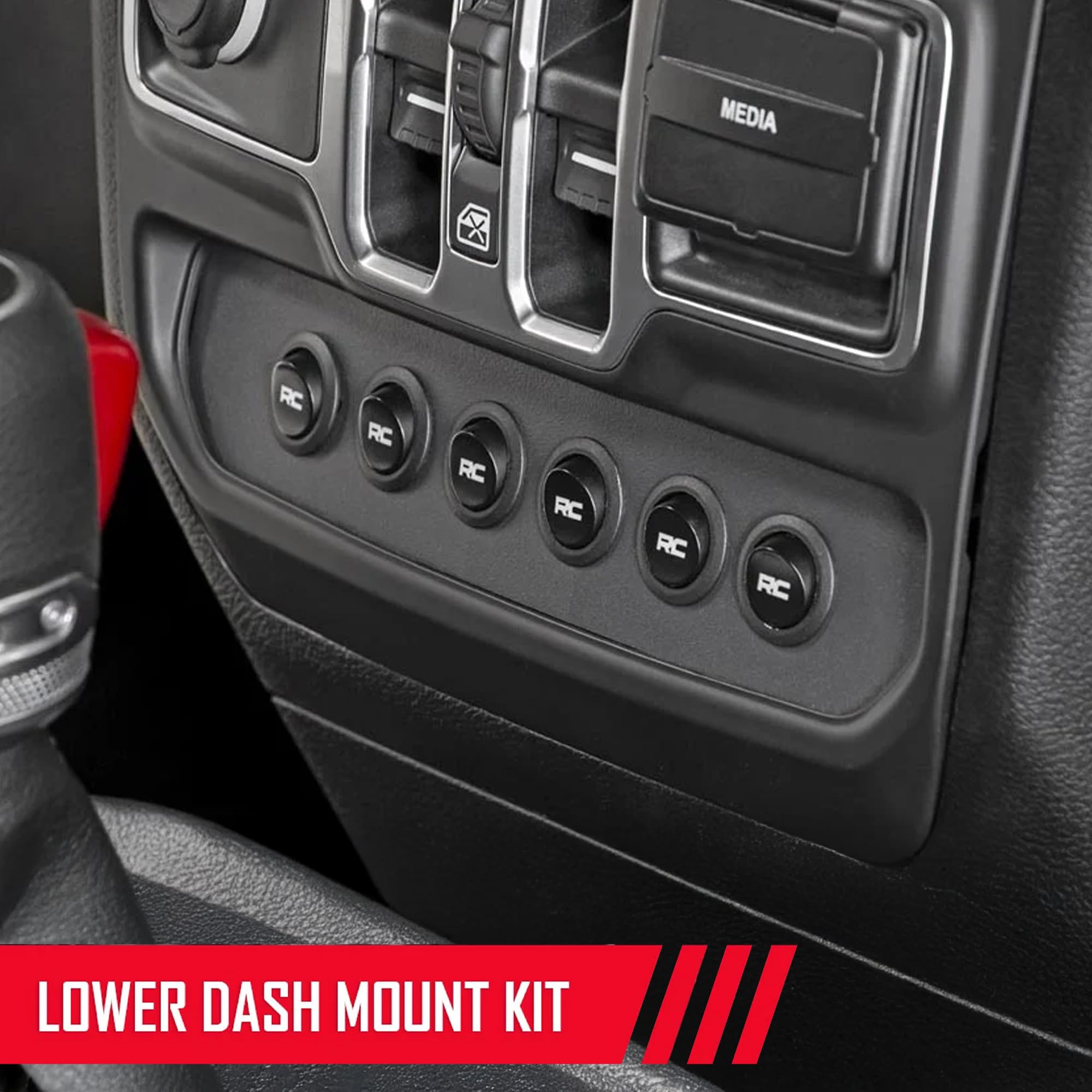 6 Gang Rough Country Lower Dash Switch Panel & Relay System - MLC-6 Light & Accessory Controller for Jeep Wrangler JL/Gladiator JT (2018-2026)