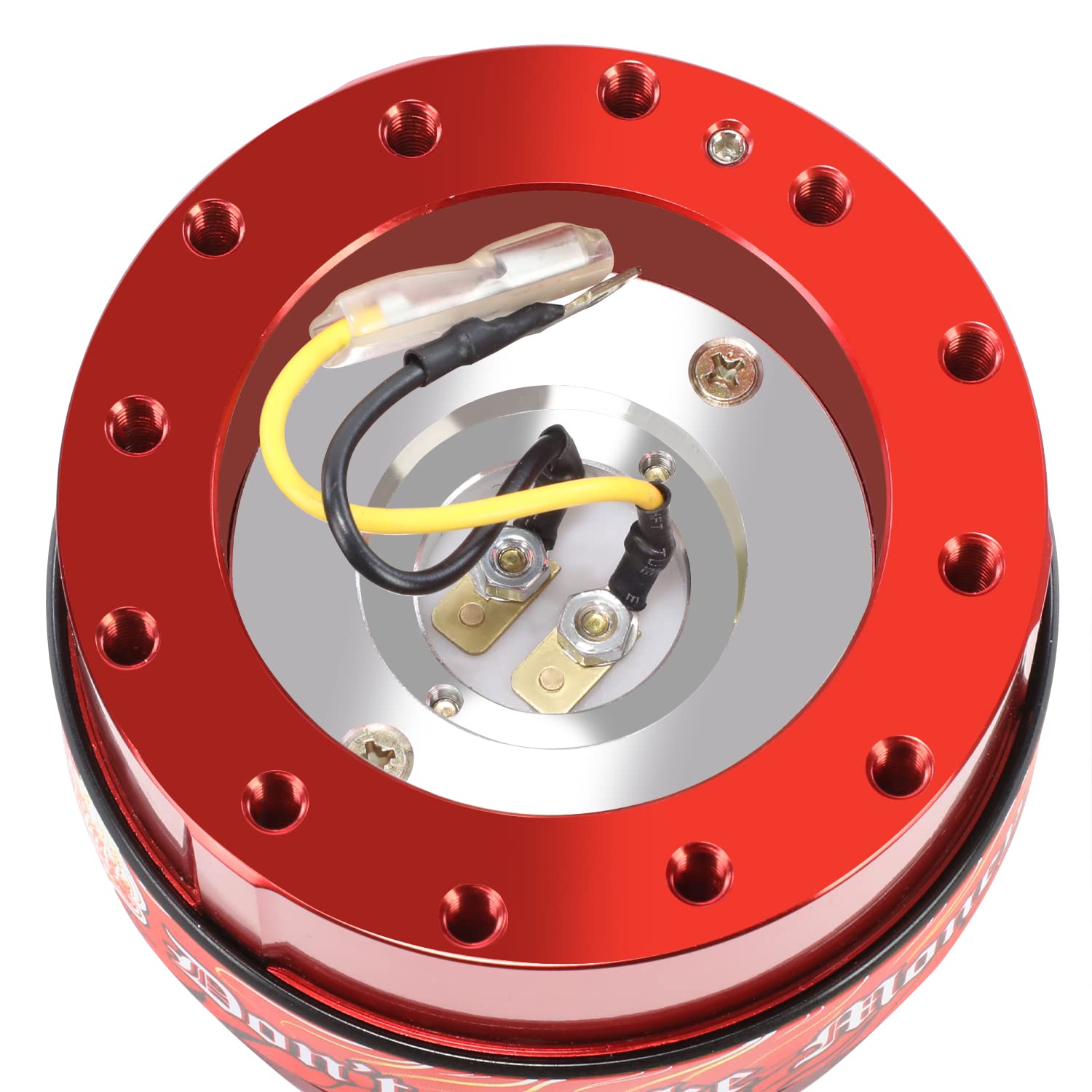 GEN 2.0 NRG Innovations Steering Wheel Quick Release Adapter, With Mounting Bolts & Allen Key, 6 X 70mm / 6 x 74mm Bolt Pattern, Red Body/Red ring with Litteral Collab, NRG-SRK-200RD-LITT