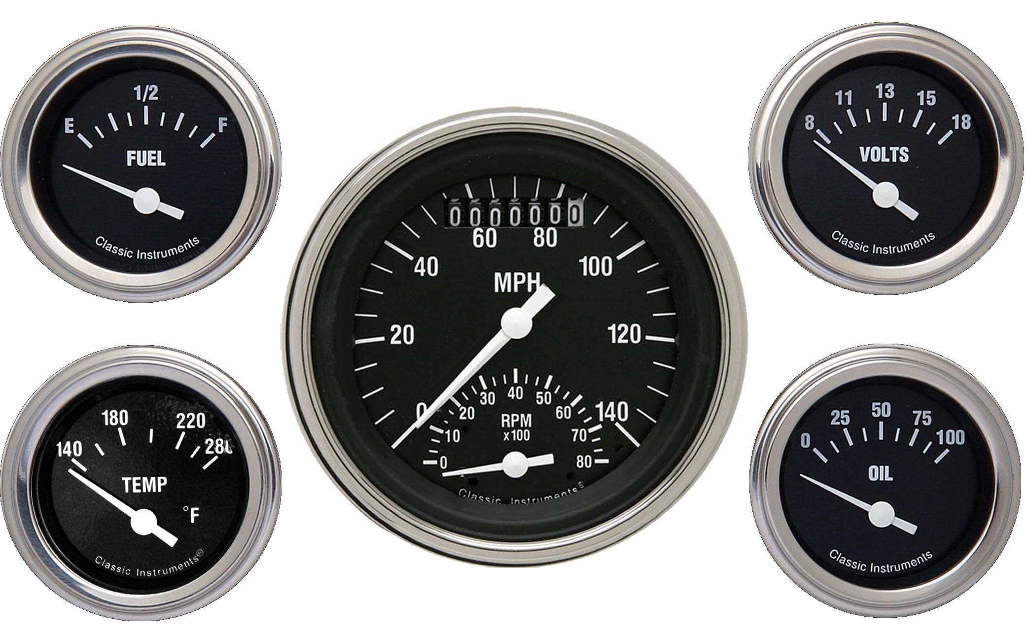 Hot Rod Series Classic Instruments HR35SLF 5 Gauge Package