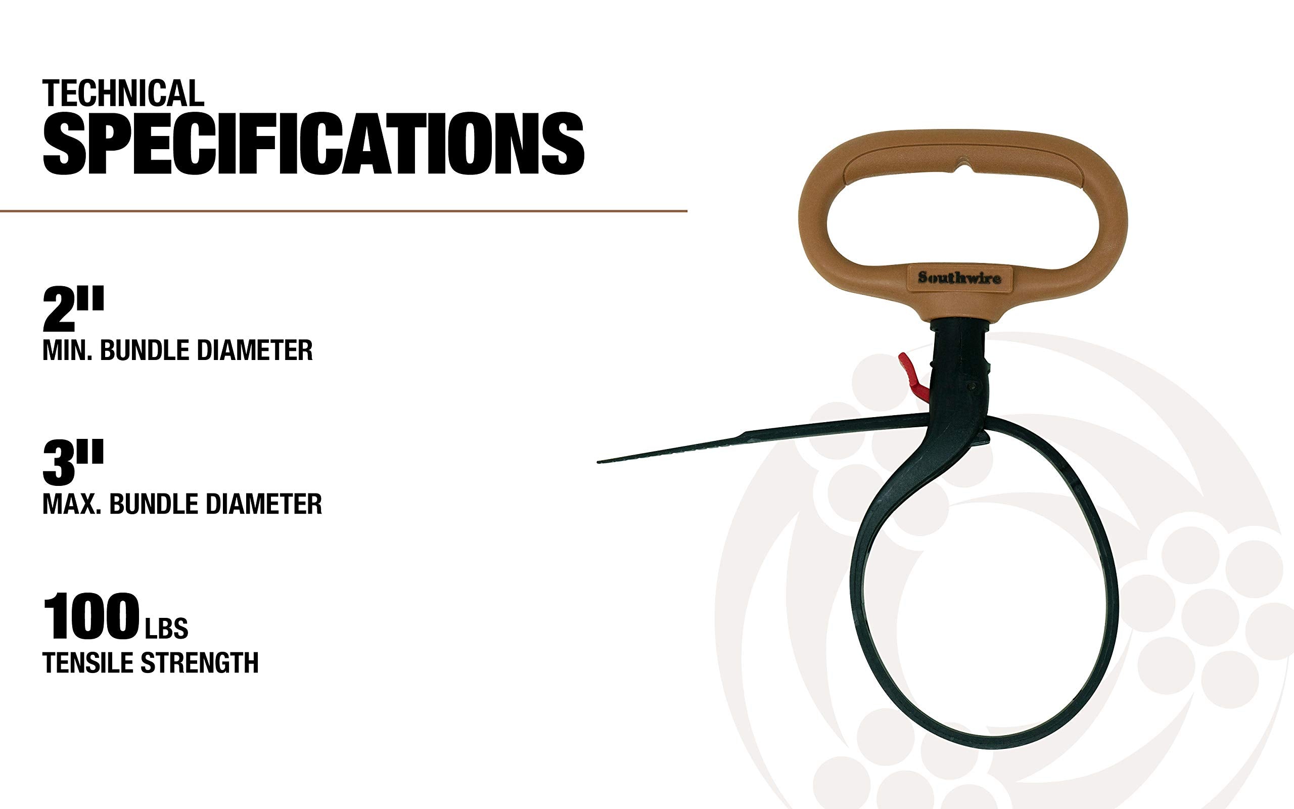 Southwire 3-Inch Adjustable Heavy Duty Clamp Tie w/ Rotating Handle; Reusable Zip Down Cable; Brown