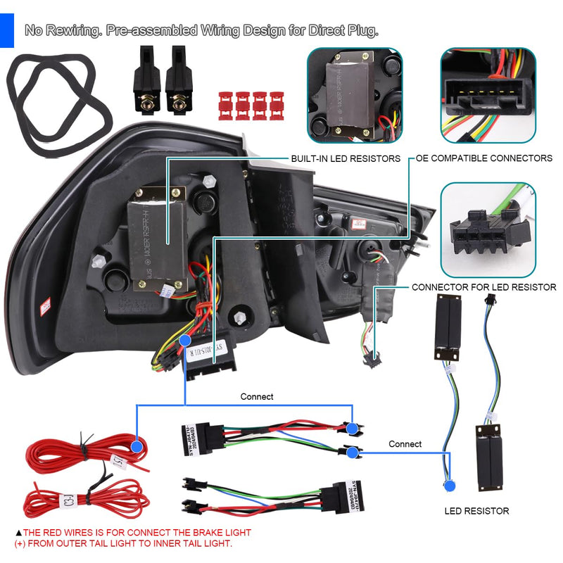 Full LED Black Tail Lights SPEC-D TUNING w/Fiber Optic Parking Light S and trip and Sequential Turn Signals Compatible with 2009-2011 BMW E90 3-Series