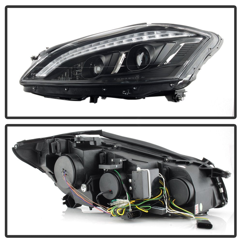 Mercedes Benz W221 S Class 07-09 Spyder 5083890 Projector Headlights - Xenon/HID Model Only (Not Compatible With Halogen Model) - DRL LED - Black
