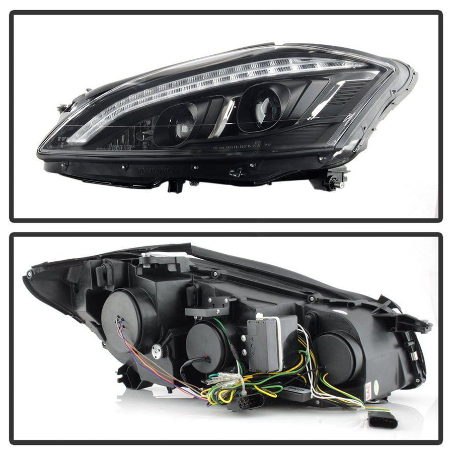 Mercedes Benz W221 S Class 07-09 Spyder 5083890 Projector Headlights - Xenon/HID Model Only (Not Compatible With Halogen Model) - DRL LED - Black