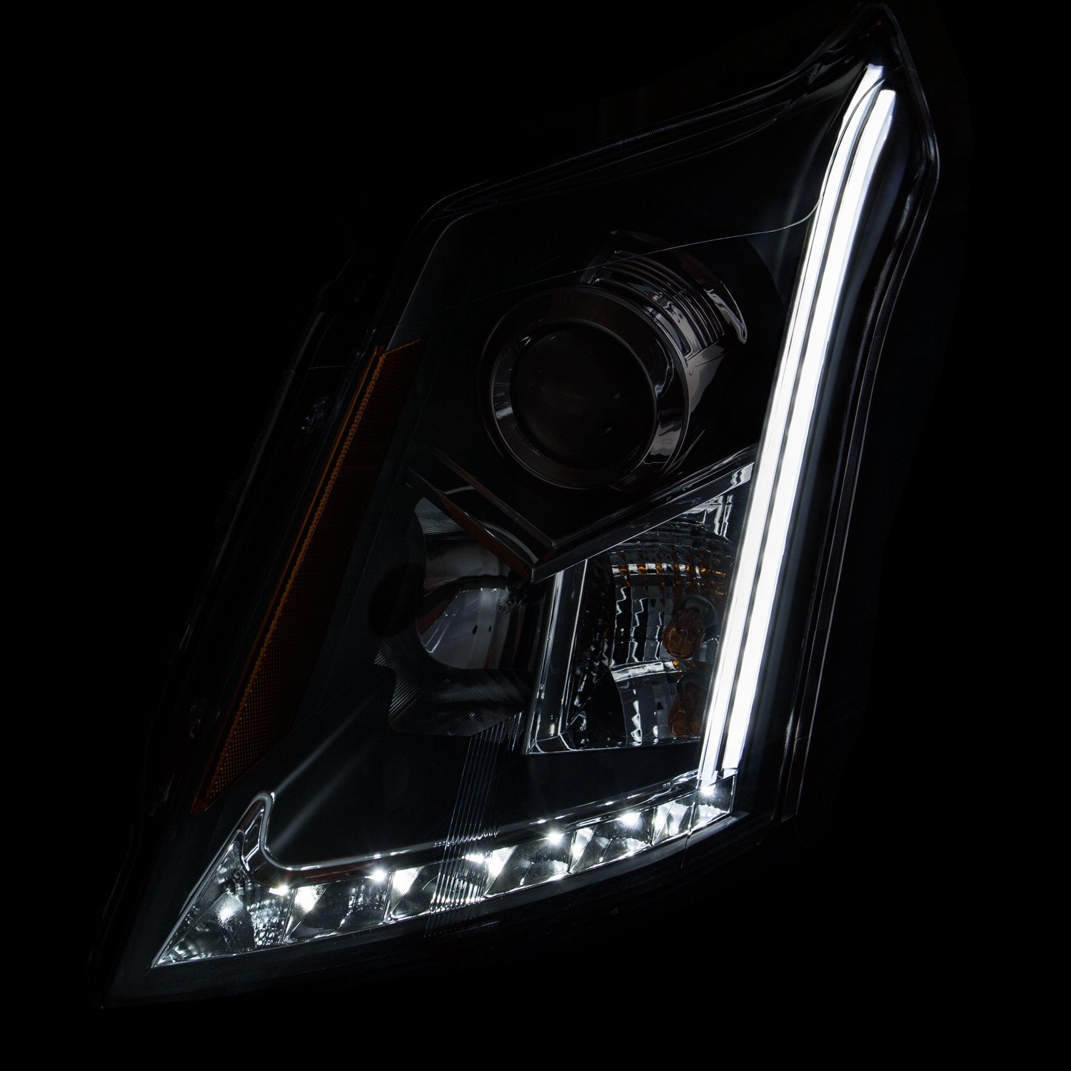 Black/Clear/Amber AnzoUSA Plank Style Projector Headlight for Cadillac SRX