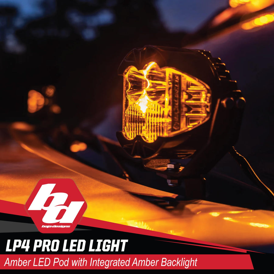 Baja Designs LP4 Pro LED Light Pod for Off Road Jeeps, Truck, UTV, ATV (Driving/Combo Lens; Amber)