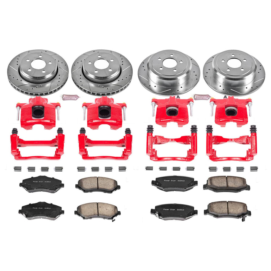 Z23 Power Stop KC2832A Evolution Sport 1-Click Brake Kit with Powder Coated Calipers (Brake Pads, Drilled/Slotted Rotors)