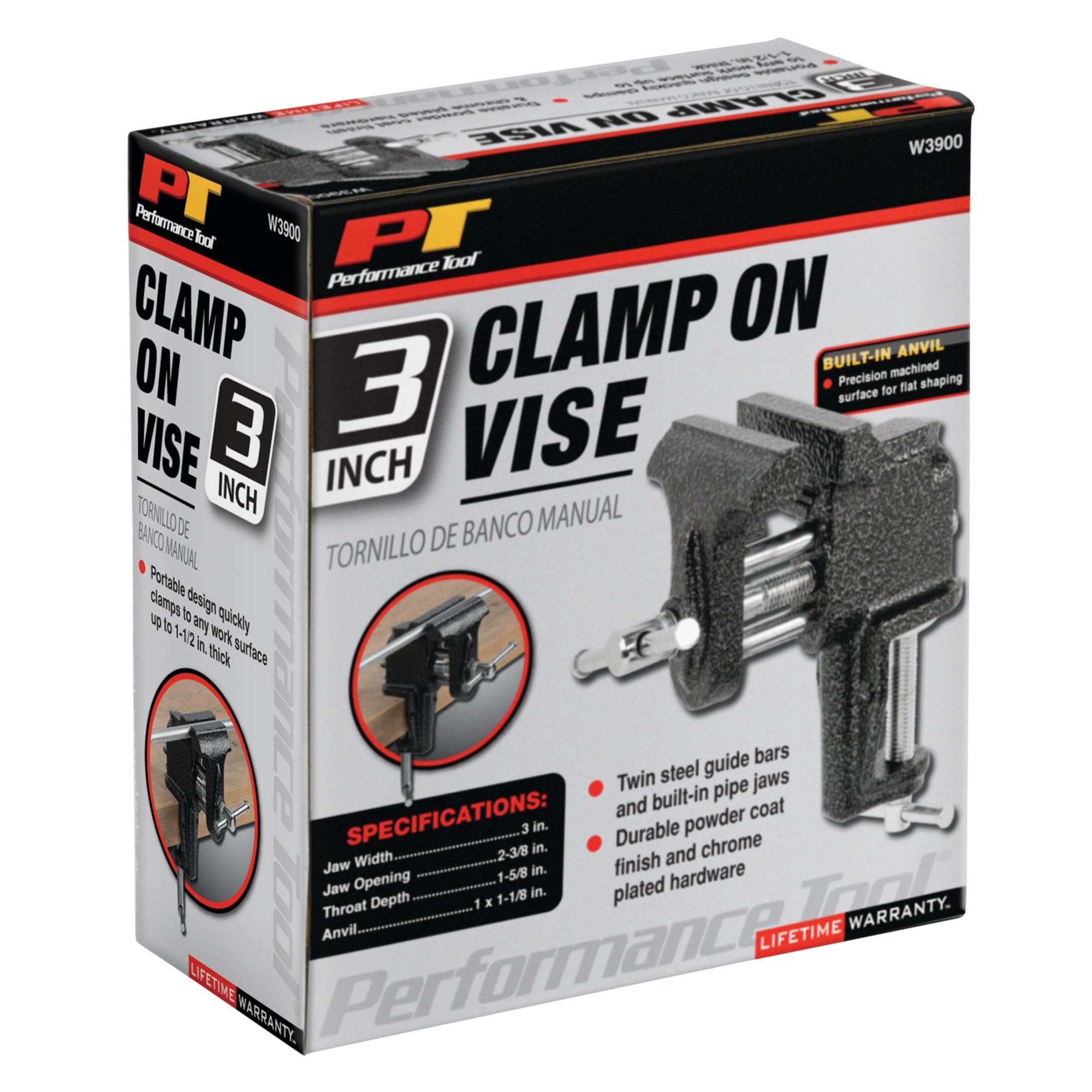 Hammer Tough Performance Tool W3900 3-Inch Clamp-On Vise - Durable and Versatile Vise for Garage, Workshop, and DIY Projects