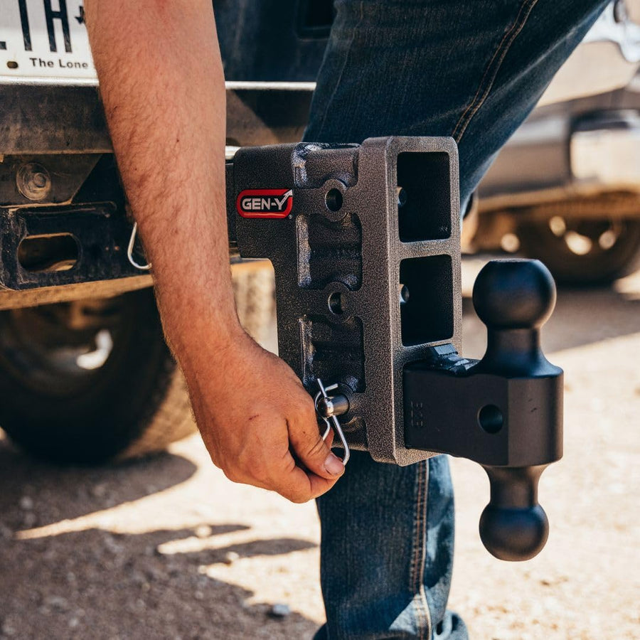 GEN-Y Hitch Tow Hitch - 2.5" Receiver for 9" Drop/Rise with 4 Adjustable Positions, Includes Dual Ball Mount and Locking Pin, 21,000 lbs Towing Capacity, 3,000 lbs Tongue Weight, Silver