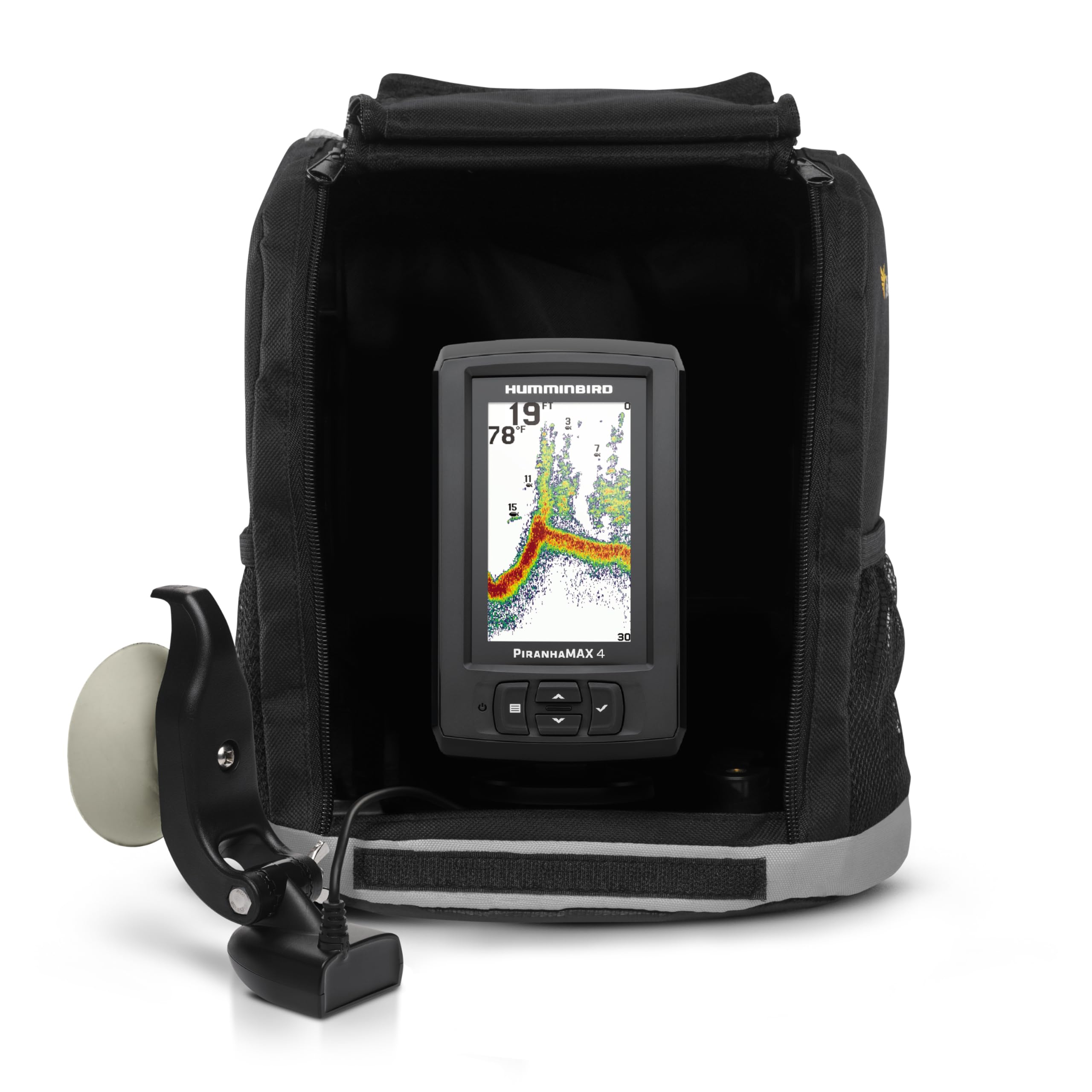 PiranhaMAX 4 Humminbird Fish Finder with Transducer, Dual Beam Sonar, Portable Carrying Case