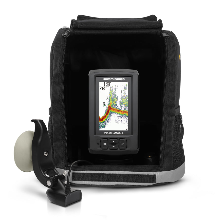 PiranhaMAX 4 Humminbird Fish Finder with Transducer, Dual Beam Sonar, Portable Carrying Case