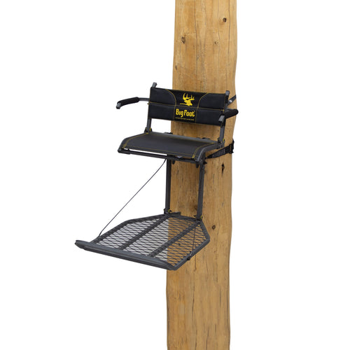 Big Foot RE556, TearTuff XL Lounger, Lever-Action Hang-On Tree Stand with TearTuff Flip-up Mesh Seat, Oversized 37.5” x 24” Platform, Arm/Foot/Back Rests, Black