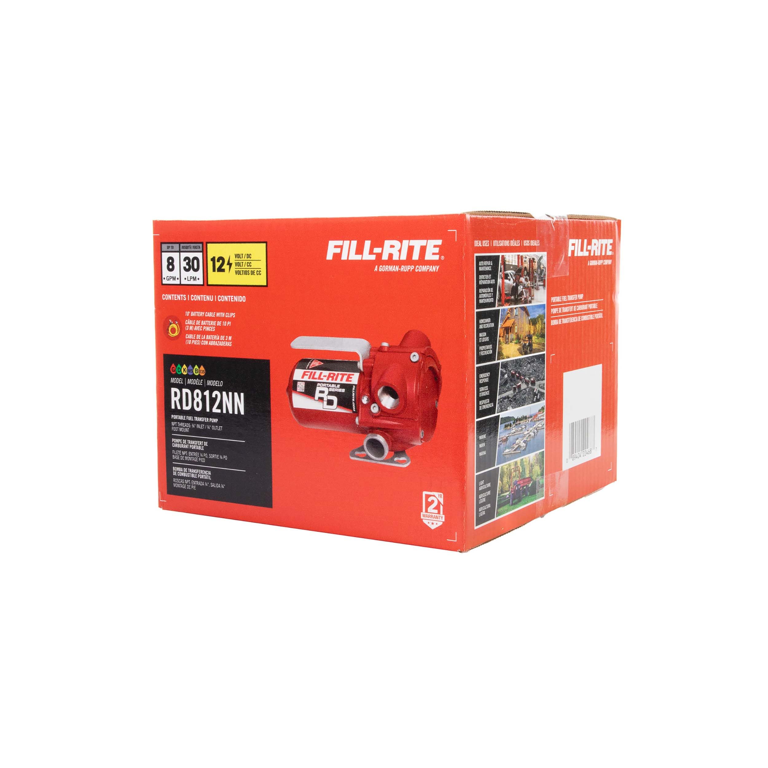 Fill-Rite 12V RD812NN 8 GPM Portable Fuel Transfer Pump w/Power Cable