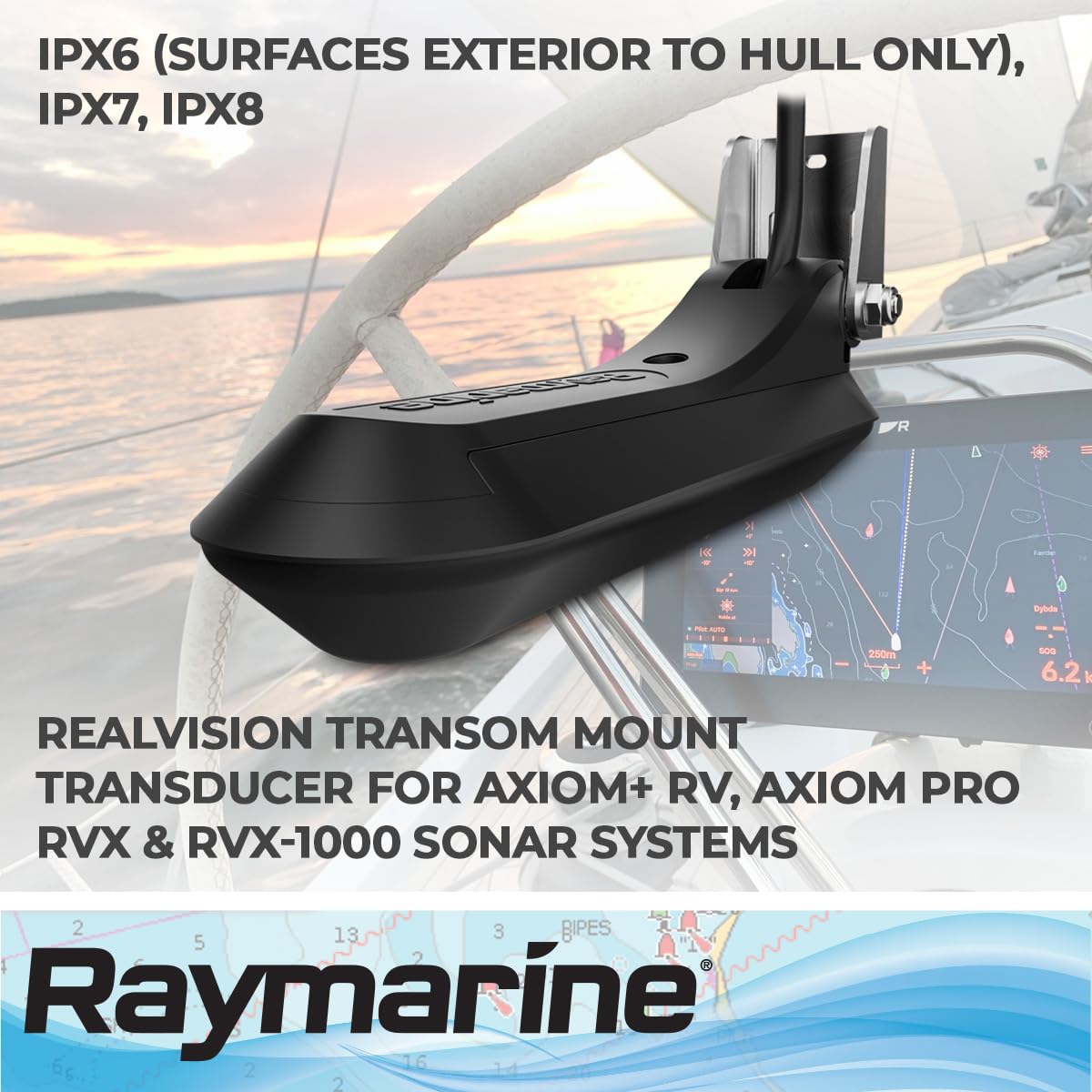 Raymarine Axiom RV-100 Transom Mount RealVision 3D All-in-one Transducer, Black