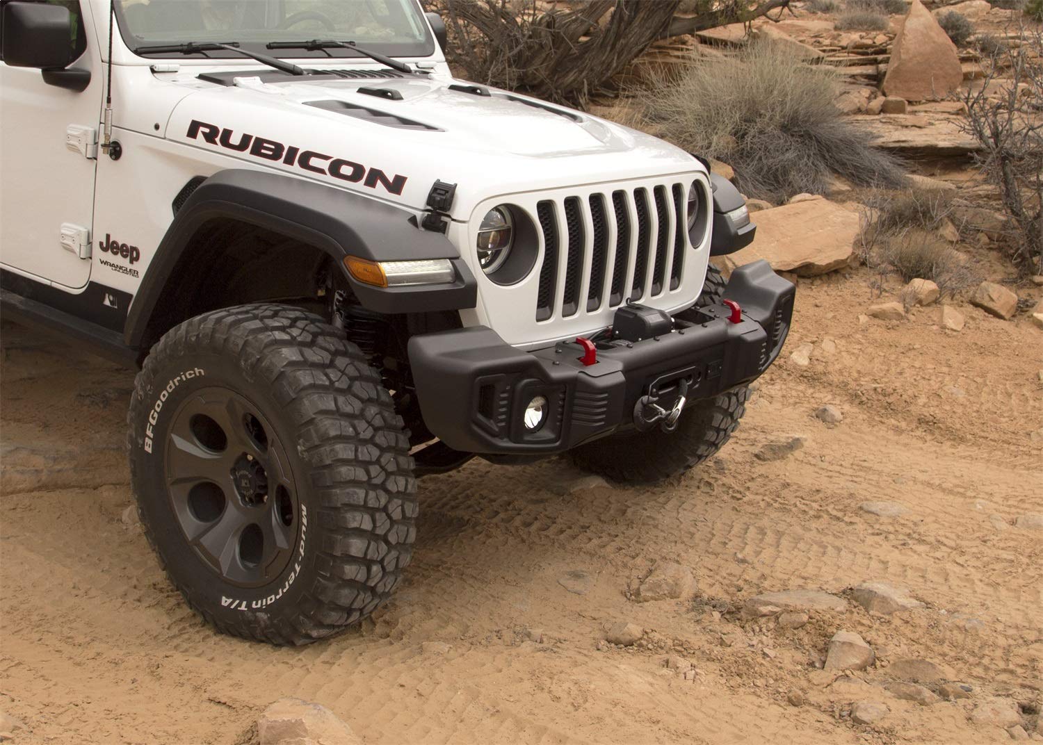 Spartacus Rugged Ridge Bumper Winch Plate | Textured Satin Black, Steel | 11543.16 | Fits JL/JT Bumper from
