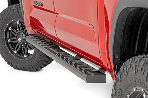 Rough Country Running Boards BA2 for Toyota Tundra CrewMax (2022-2025) - 5" Wide Steel Step Bars, Non-Slip Grip Foot Rails, No-Drill Install, Truck Side Steps