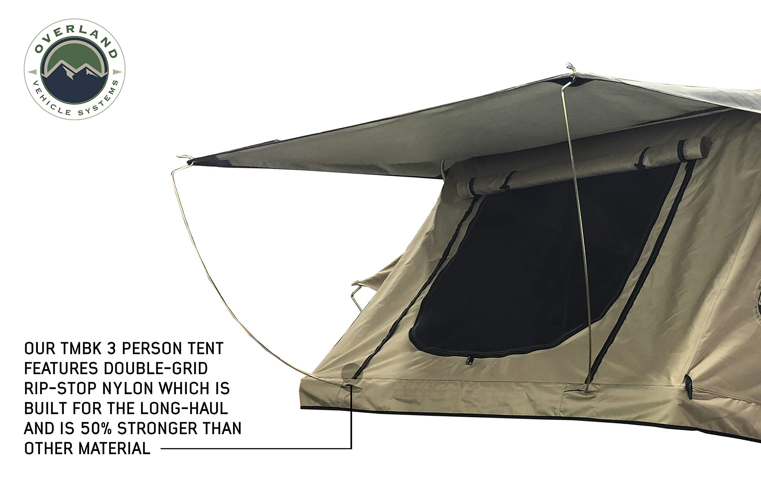 3 Person TMBK Roof Top Tent with Rain Fly Tan Base & Green Rainfly