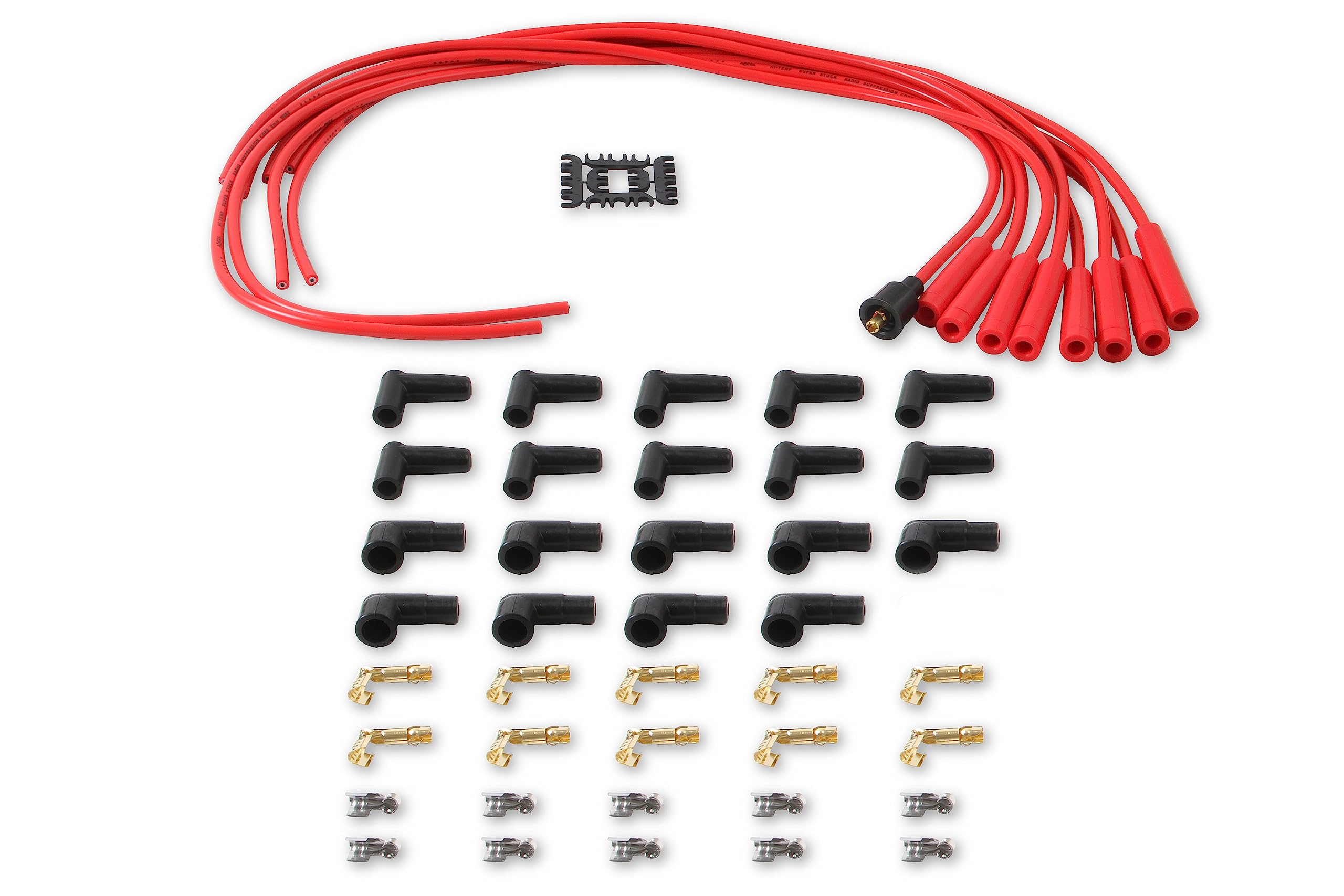 Spark Plug Wire Set ACCEL 4040R - 8mm - Red Wire with Red Straight Boots