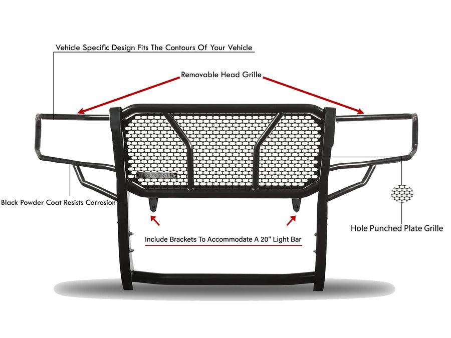RUGGED Black Horse Heavy Duty Grille Brush Bumper Guard Modular Black Compatible with 2009-2014 Ford F-150-RU-FOF109-B