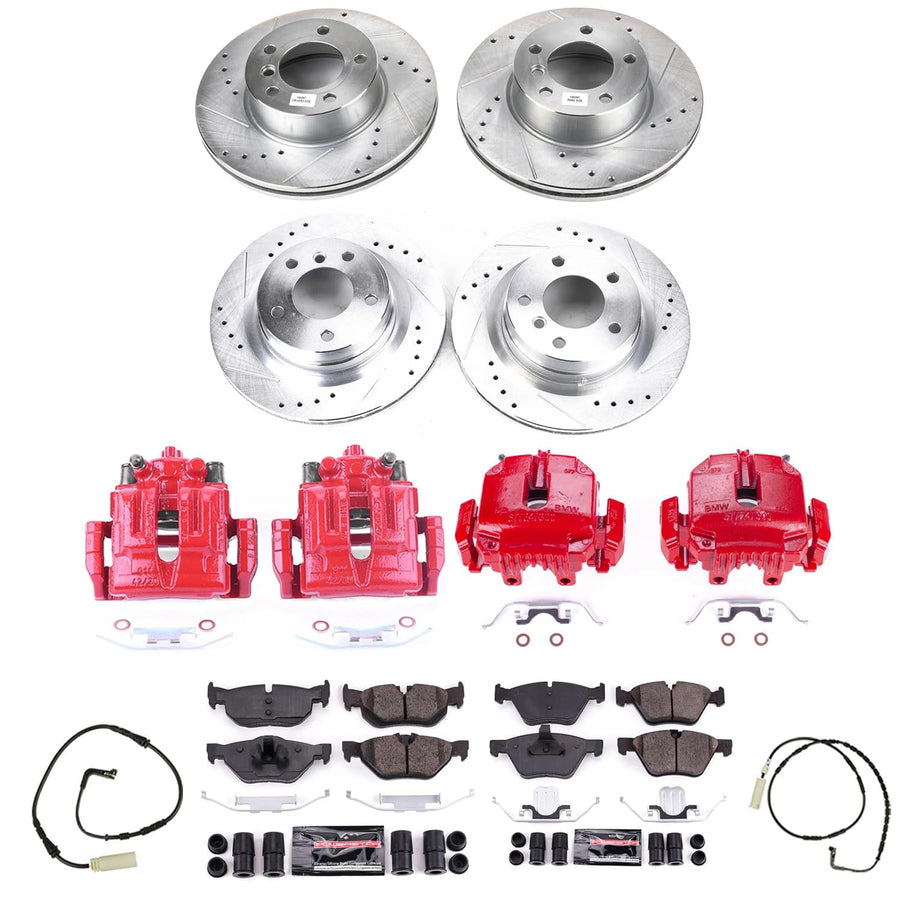 Power Stop Z23 KC2890 Evolution Front and Rear Caliper Kit-Drilled/Slotted Rotors, Carbon Ceramic Brake Pads & Calipers For BMW 325i 2006 [Model Specific]