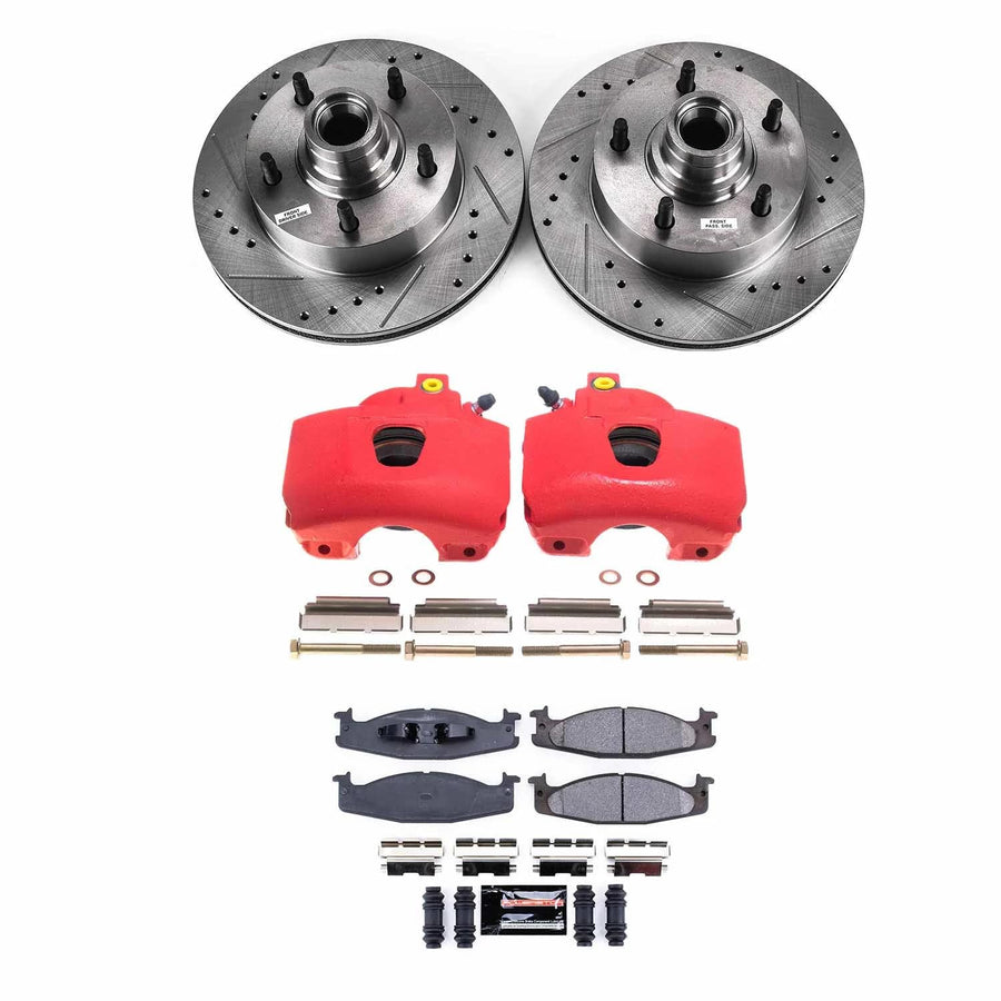 Power Stop Z23 Front Brake Caliper Kit- Rotors, Carbon Ceramic Brake Pads, Calipers For Ford E-, Ford E-150 Econoline, Ford E-150 Club Wagon, Ford E-150 Econoline Club Wa [Model Specific]